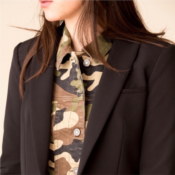$248 Veronica Beard Slate Dickey Jacket insert Camo black tan green Denim 00-14 - Picture 2 of 15